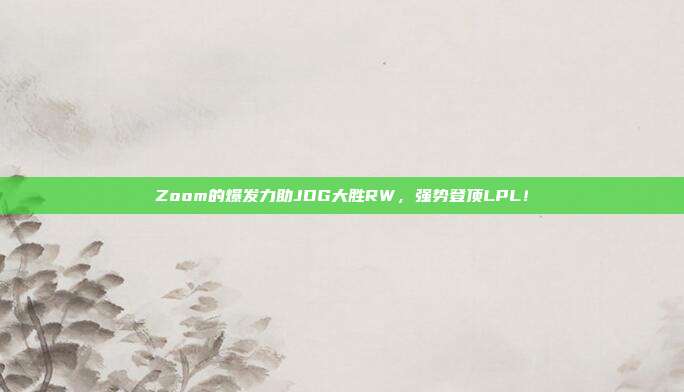 Zoom的爆发力助JDG大胜RW，强势登顶LPL！