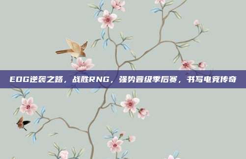 EDG逆袭之路，战胜RNG，强势晋级季后赛，书写电竞传奇