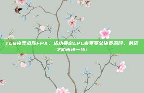 TES完美战胜FPX，成功锁定LPL春季赛总决赛名额，荣耀之路再进一步！